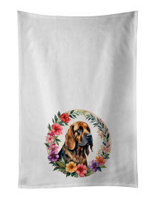 Bloodhound and Flowers Kitchen Towel Set of 2