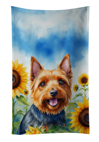 Australian Terrier in Sunflowers Kitchen Towel