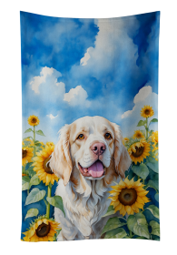 Clumber Spaniel in Sunflowers Kitchen Towel