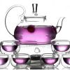 8-Piece Glass Teapot Set with 6 Glasses and Warmer