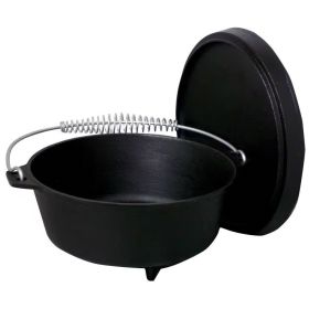 2-Gallon Seasoned Cast Iron Dutch Oven with Lid and Spiral Metal Handle