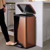 Stainless Steel 13-Gallon Kitchen Trash Can with Step Lid in Copper Bronze