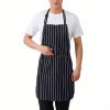 1pc Black Apron, Unisex Adjustable Bib Apron With 2 Pockets, Cooking Kitchen or Grill, Cotton Linen