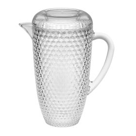 2.5 Quarts Plastic Pitcher with Lid, Diamond Cut Unbreakable with Spout BPA Free