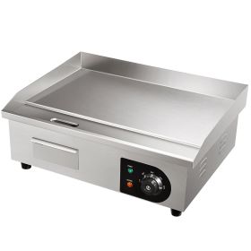 VEVOR Commercial Electric Griddle, 21", 1600W Countertop Flat Top, Stainless Steel Teppanyaki Grill, 122-572 degree Fahrenheit Adjustable