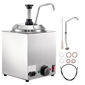 VEVOR Cheese Dispenser with Pump, 2.6Qt Capacity, 650W Hot Fudge Warmer, Stainless Steel