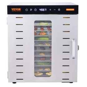 VEVOR Food Dehydrator Machine, 10 Stainless Steel Trays, 1000W Electric Food Dryer with Digital Adjustable Timer & Temperature