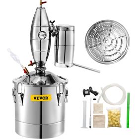 VEVOR 20L 5.3Gal Water Alcohol Distiller 304 Stainless Steel Still Boiler Home Kit with Thermometer for Whiskey Brandy