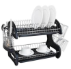 Multifunctional Dual Layered drain rack for Bowls & Dishes & Chopsticks & Spoons Black