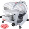 VEVOR Commercial Meat Slicer, 240W Electric Deli Food Slicer, 10 inch Carbon Steel Blade, 350-400RPM, 0 - 0.47 inch Thick