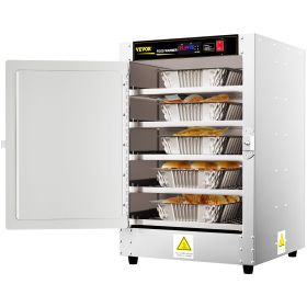 VEVOR Hot Box Food Warmer, 19"x19"x29" with Water Tray, Five Disposable Catering Pans, Countertop