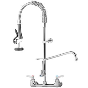 VEVOR Commercial Faucet with Pre-Rinse Sprayer, 8" Adjustable Center with 12" Swivel Spout