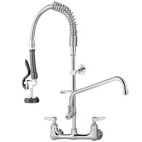 VEVOR Commercial Faucet Pre-Rinse with Sprayer, 8" Adjustable Center Mount Kitchen Faucet with 12" Swivel Spout