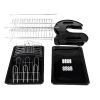 Multifunctional Dual Layered drain rack for Bowls & Dishes & Chopsticks & Spoons Black