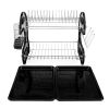 Multifunctional Dual Layered drain rack for Bowls & Dishes & Chopsticks & Spoons Black