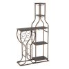 Grey 11 Bottle Wine Rack, 5 Tier Freestanding with Hanging Glass Holder and Storage Shelves, Home Bar