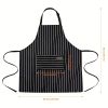 1pc Black Apron, Unisex Adjustable Bib Apron With 2 Pockets, Cooking Kitchen or Grill, Cotton Linen