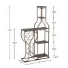 Grey 11 Bottle Wine Rack, 5 Tier Freestanding with Hanging Glass Holder and Storage Shelves, Home Bar