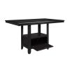 Charcoal Gray Wood Finish 7pc Dining Table Counter Height with Base Storage and 6 Chairs Kitchen Furniture