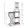 Wine Rack, 5 Tier 11 bottles, Freestanding with Hanging Wine Glass Holder and Storage Shelves