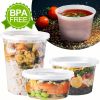 Deli Plastic Storage Reusable Containers with Lids 8oz, 16oz, 32oz (10 CT of each - Combo 30CT) Food Containers, Microwavable & Freezer Friendly