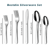 Silverware Set for 12, 60 Pieces Stainless Steel Flatware, Include Fork Knife Spoon Set, Mirror Polished, Dishwasher Safe