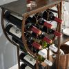 Grey 11 Bottle Wine Rack, 5 Tier Freestanding with Hanging Glass Holder and Storage Shelves, Home Bar