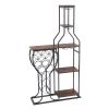 Wine Rack, 5 Tier 11 bottles, Freestanding with Hanging Wine Glass Holder and Storage Shelves