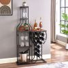 Wine Rack, 5 Tier 11 bottles, Freestanding with Hanging Wine Glass Holder and Storage Shelves