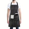 1pc Black Apron, Unisex Adjustable Bib Apron With 2 Pockets, Cooking Kitchen or Grill, Cotton Linen