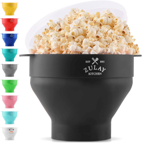 Collapsible Silicone Popcorn Maker (Color: BLK)