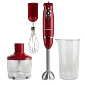 Supersonic National Multi-Purpose 4-in-1 Immersion Hand Blender (Color: Red)