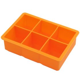 1pc Ice Cube Trays With Lid; Food Grade Silicone 6 Grid Ice Cube Mold; Flexible Easy Release Square Shaped, Kitchen Gadgets (Color: 6 Ice Trays With Lids - Orange)