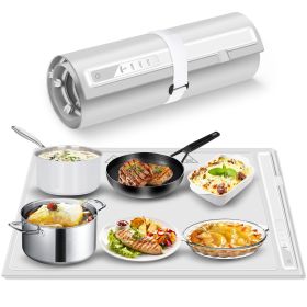 Silicone Electric Roll Up Heating Tray, Mat Food Warmer Portable Hot Plate (Color: Gray)